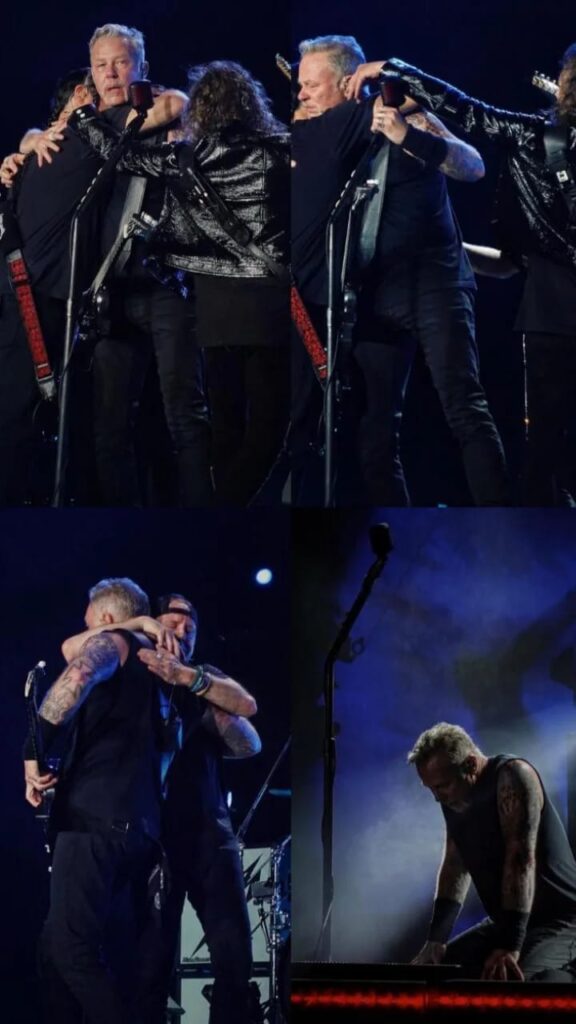El cantante de Metallica, James Hetfield rompe a llorar en el escenario durante su concierto de Brasil - serie fotos